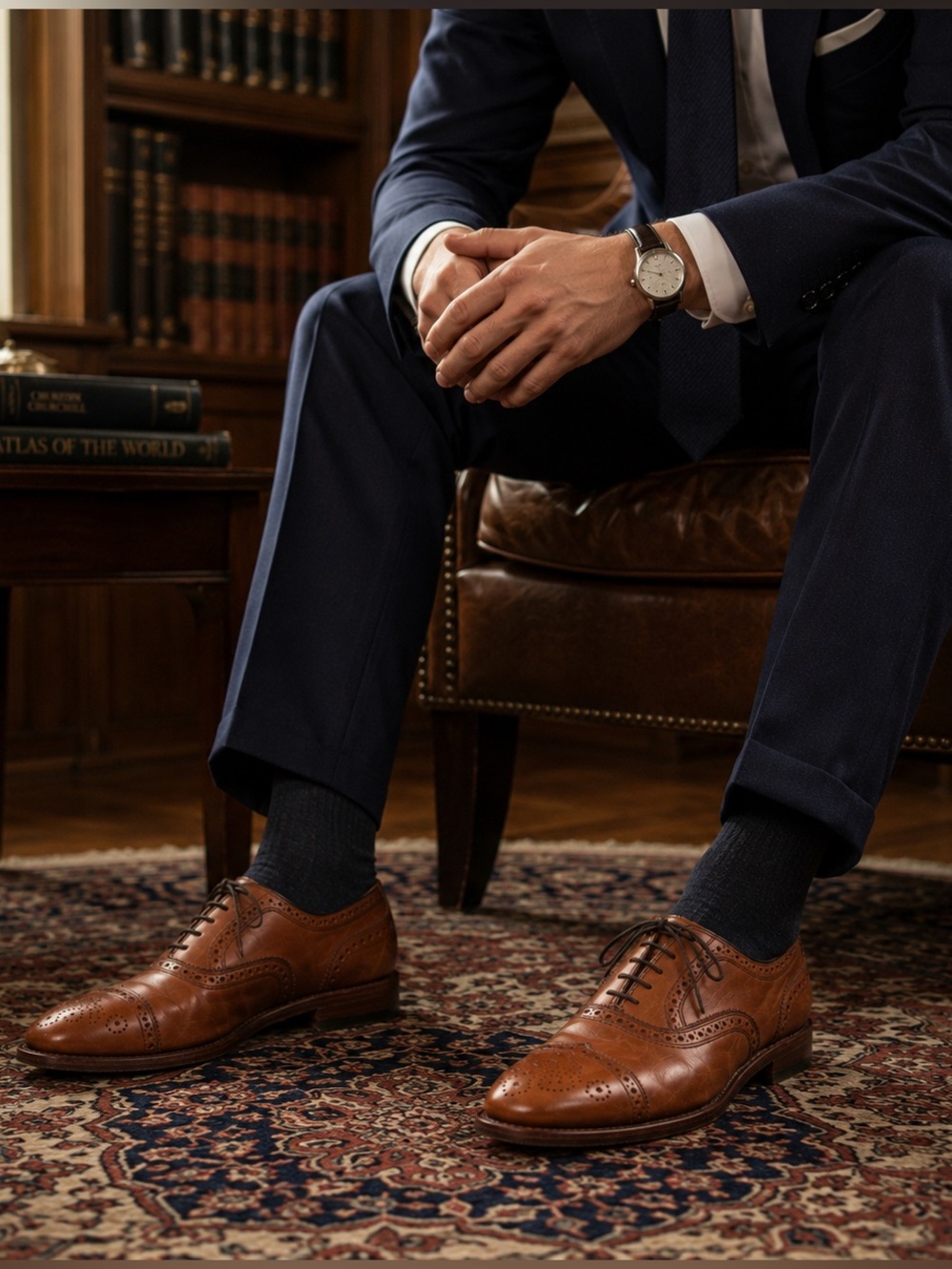 Allen Edmonds Brown Leather Wingtip Oxfords Men’s Size 10 D